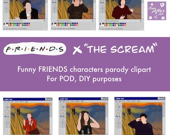 Friends The Scream PNG Bundle  | Friends Clipart bundle, Friends Characters  I High Resolution | Freebie included