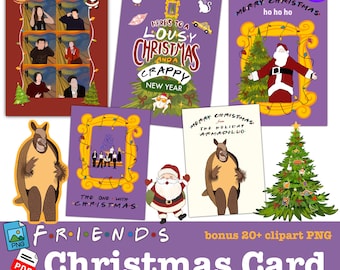 FRIENDS Christmas Card Bundle, 15+ Editable 5x7 Canva Templates, Xmas Card, Friends TV Show Holiday Invite, Digital Download