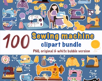 Sewing Clipart Bundle: Vintage Machines, Quilting, Craft Designs (PNG Digital Download) FREEBIE