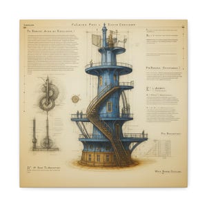 Lienzo decorativo con planos industriales, decoración vintage, impresión de ingeniería, arte para oficina en casa, regalo único para ingenieros. imagen 5