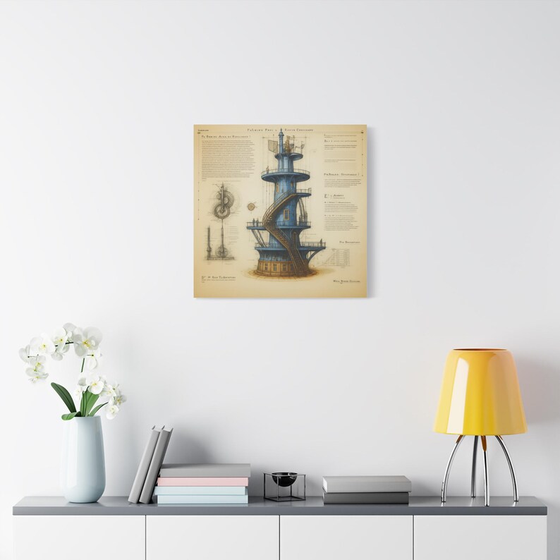 Lienzo decorativo con planos industriales, decoración vintage, impresión de ingeniería, arte para oficina en casa, regalo único para ingenieros. imagen 6