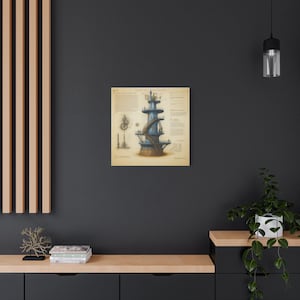 Lienzo decorativo con planos industriales, decoración vintage, impresión de ingeniería, arte para oficina en casa, regalo único para ingenieros. imagen 2
