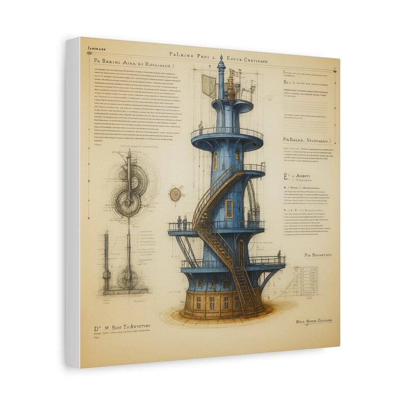 Lienzo decorativo con planos industriales, decoración vintage, impresión de ingeniería, arte para oficina en casa, regalo único para ingenieros. imagen 4