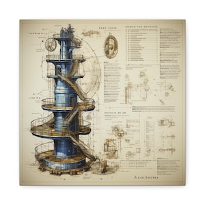 Industrial Canvas Wall Art, Vintage Decor, Engineering Print, Home Office Art, Unique Gift for Engineers