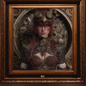 Steampunk-vrouwenportret: vintage retro-futuristische kunstafdruk (digitale download)