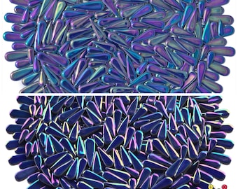 Iridescent Cobalt Blue Petal Tiles: 200g Color-Shifting Ceramic Mosaic Supplies