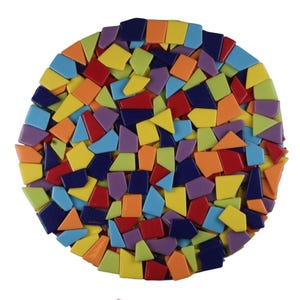 KiWeeze 200g Glänzende 7-Farben-Mischung aus unregelmäßig geformten Glasmosaikfliesen zum Basteln, perfekt für Mosaikkunst, Bastelbedarf und Heimwerken