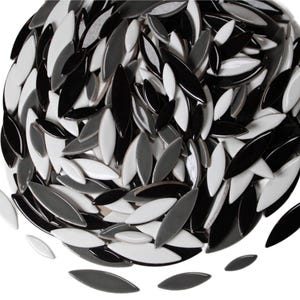 Black, White & Gray Petal Ceramic Mosaic Tiles – Neutral 3-Shade Mix