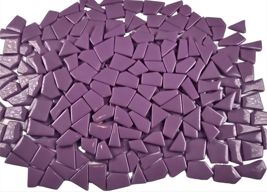 Purple Glass Mosaic Tiles: 200g Irregular Shapes for DIY Crafts Glossy ...