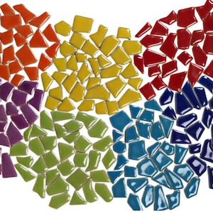 Irregular Ceramic Mosaic Tiles: 7-Color Mix, Vibrant Art Pieces (200g)