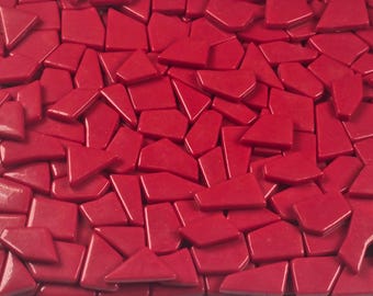 Red Glass Mosaic Tiles: 200g Irregular Shapes, DIY Craft Supply Glossy Finish