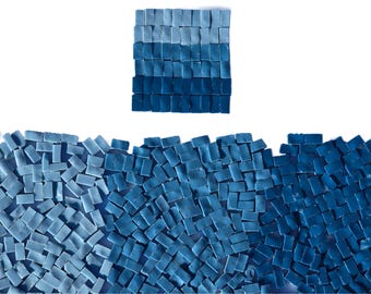 Ocean Blue Smalti Glass Tile Mix, Hand Cut Mosaic Art Supply (100g or 200g)