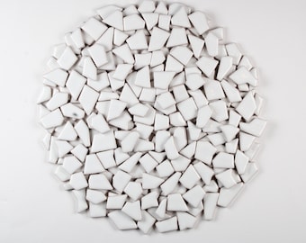 White Irregular Ceramic Mosaic Pieces - 100g and 200g Small Shapes (.5–2 cm)