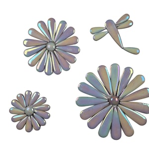 KiWeeze White Pearlescent Tiles 200g Iridescent Color-Shifting Finish Ceramic Droplet Shaped in 3 Sizes for Mosaics, Crafts and DIY Projects