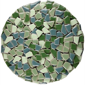 Green Ceramic Mosaic Tiles, Puzzle Piece Irregular Shapes, 200g