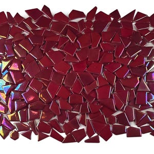 KiWeeze 200g Iridescent Red Irregular Shaped Glass Mosaic Tiles for Crafts, Perfect for Mosaic Art, Crafting and DIY