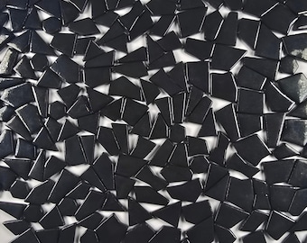 Black Irregular Glass Mosaic Tiles: DIY Crafting Supplies