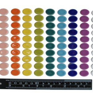 KiWeeze Ceramic Mosaic Tiles Oval/Ellipse Shape 11 Vibrant Color Mix 200g DIY Oval Tiles Craft Supply for Mosaics & Art Projects
