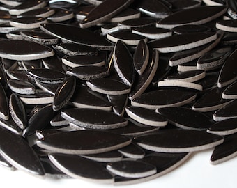 Glossy Black Ceramic Petal Mosaic Tiles • Modern Art Supply
