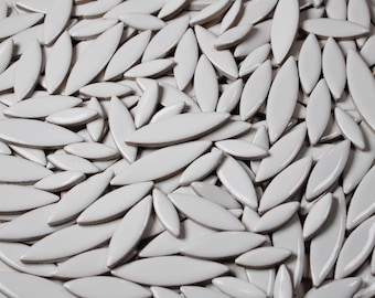 White Ceramic Petal Mosaic Tiles: DIY Arts & Crafts, Home Decor (200g Mix, 3 Sizes)