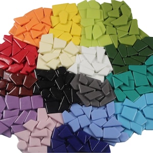 KiWeeze 200g Glänzende 17 Farbmischung von unregelmäßig geformten Glasmosaikfliesen zum Basteln, perfekt für Mosaikkunst, Bastelbedarf und Heimwerken
