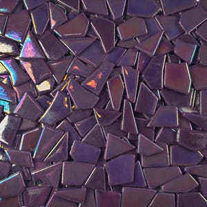 KiWeeze 200g Iridescent Purple Irregular Shaped Glass Mosaic Tiles for Crafts, Perfect for Mosaic Art Crafting Supplies and DIY