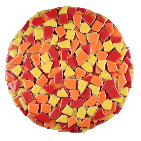 Red Orange Yellow Ceramic Mosaic Tile Craft Supply Kit Material Art Project Diy Enthusiast