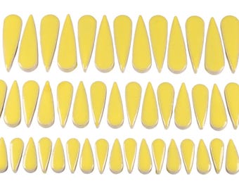Sunny Yellow Ceramic Mosaic Tiles: 200g, 3 Sizes of Droplet Shaped Petals