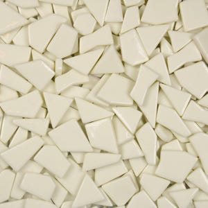 KiWeeze 200g Glossy Ivory Irregular Shaped Glass Mosaic Tiles for Crafts, Perfect for Mosaic Art Crafting Supplies and DIY