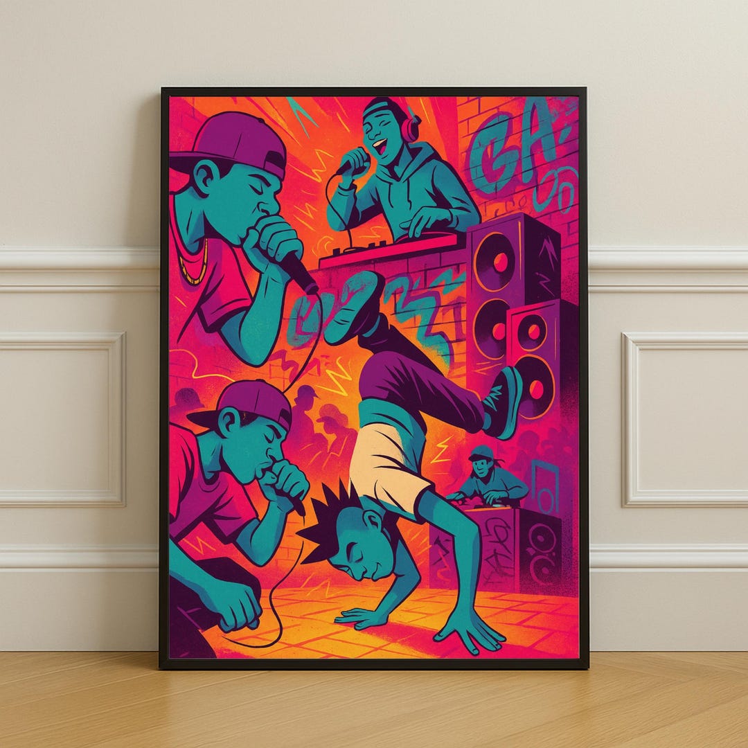 Hip Hop Street Art Poster – Urban Breakdance DJ Rap Graffiti Digital ...