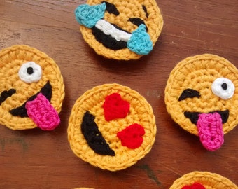 Emoji crochet pattern, instant download, pdf, smilies, crochet emojis motifs