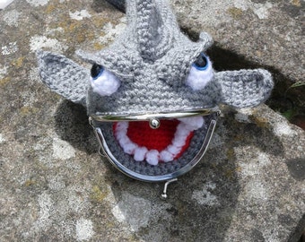 Crochet Novelty Shark Coin Purse PDF Pattern download