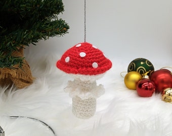 Crochet Pattern for Toadstools and Mushrooms Christmas Ornament Hanging Decoration PDF instant download UK notation