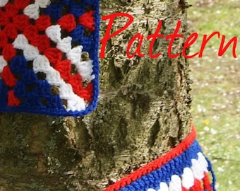 Bunting crochet pattern, red white and blue, union jack, instant download, pdf