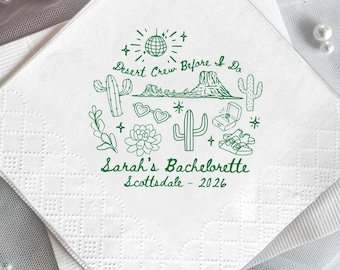 Desert Crew Before I Do Bachelorette Napkins, Scottsdale Bachelorette Party Napkins, Personalized Western Bachelorette Napkins
