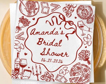 Italian Bridal Shower Napkins, Holy Cannoli Bride Party, Pasta Theme Bridal Shower Decor, Italian Bach Party Supplies, Cute Food Napkins