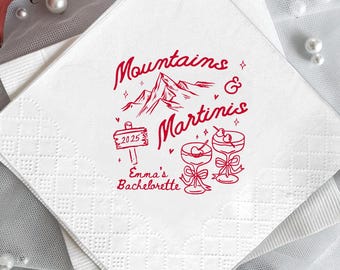 Mountains & Martinis Bachelorette Napkins | Emma's Ski Trip Party Decor