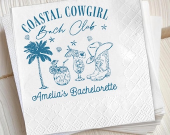Coastal Cowgirl Bachelorette Napkins | Amelia's Beach Bach Club Decor