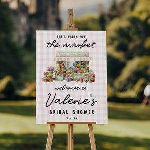 Custom Bridal Shower Welcome Sign: Pink Gingham, Printable Poster (Digital Download
