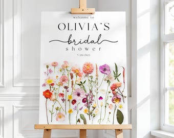 Bridal Shower Welcome Sign: Colorful Wildflower Printable Board (Floral Poster)