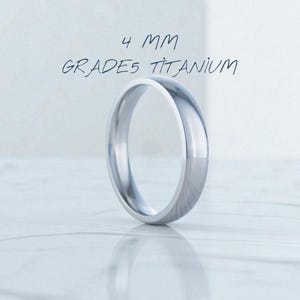 4mm Titanium Wedding Band–Custom Engraved Minimalist Ring–Polished Comfort Fit Titanium Ring for Him or Her–Minimalist Wedding Band Women