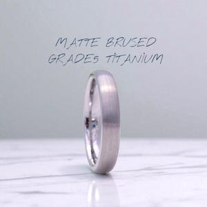 Matte Brushed Titanium Wedding Band – Brushed Flat Comfort Fit Ring – Durable Hypoallergenic Titanium Ring – Custom Engraving Available