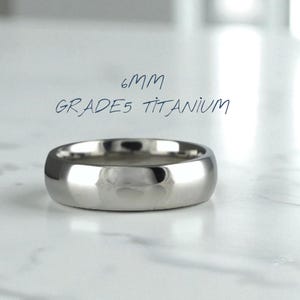 6mm Polished Titanium Wedding Band – Classic Domed Comfort Fit-Hypoallergenic Minimalist Ring for Men&Women–Custom Handmade Titanium Ring