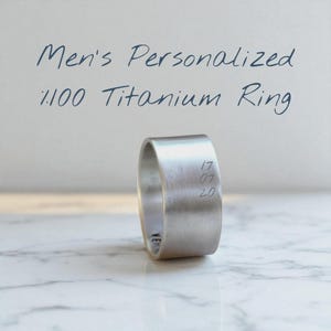 Wide Titanium Ring for Men • Custom Engraved Band • Hypoallergenic • Handmade JewelryBold Titanium Ring • Engraved Wide Ring• Statement