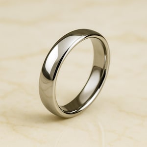 4mm-5mm Polished titanium ring–Hypoallergenic Comfort Fit–Unisex Engagement Ring-Custom Engraved Ring-Domed Titanium