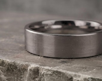 5mm Titanium Trouwring – Gepersonaliseerde Gegraveerde Ring – Matte Titanium Ring van Graad 5 – Minimalistische Uniseks Beloftering