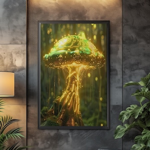 Zauberpilz Kunstdruck: Psychedelischer spiritueller Wald Giclée