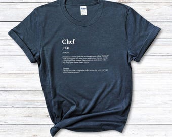 Tee-shirt blague chef cuisinier avec dictionnaire définition T-shirt unisexe, cadeau d'anniversaire blague drôle pour frère soeur maman papa collègue de bureau geek