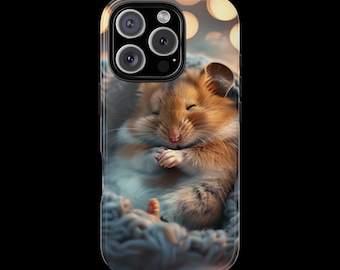 Whimsical Dreaming Hamster Phone Case Cover for Animal Cavy Lovers, for iPhone 16 15 14 13, Samsung Galaxy S25, S24, S23, Glossy or Matte