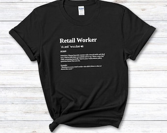 T-shirt de définition de dictionnaire drôle de travailleur du commerce de détail, cadeau d'anniversaire de farce pour frère soeur maman papa collègue geek de bureau